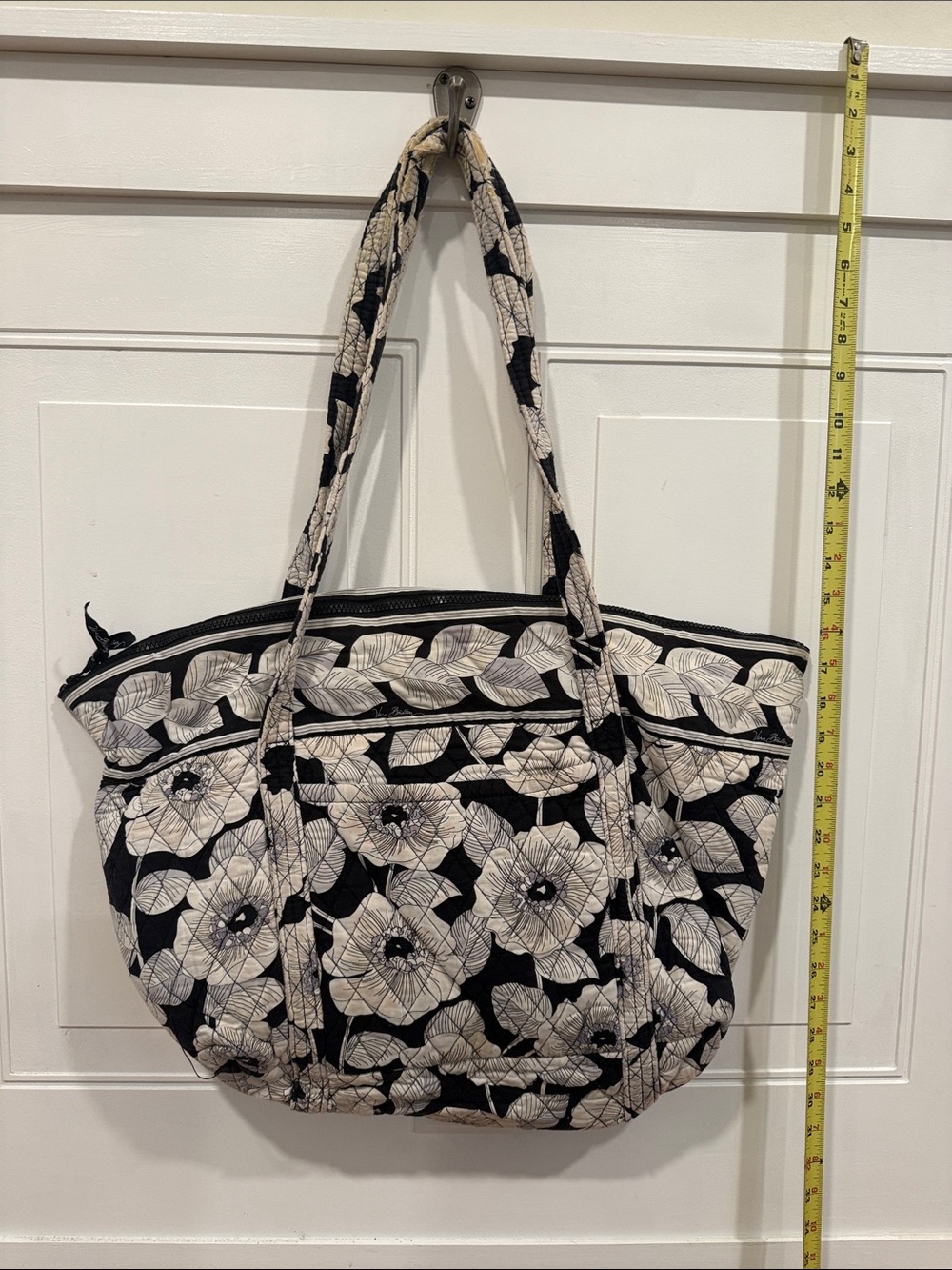 Vera Bradley Black and Cream Floral Quilted Tote
